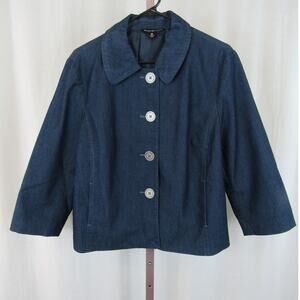 Briggs New York Women's 14 Blue Denim Jacket Peacoat Chambray Collared